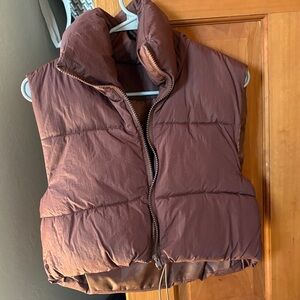 Quilted Puffer Vest in Deep Brown